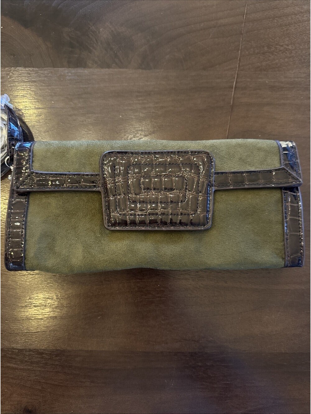 Green And Brown Faux Snakeskin SR Squared (Sondra Roberts) Shoulder Bag